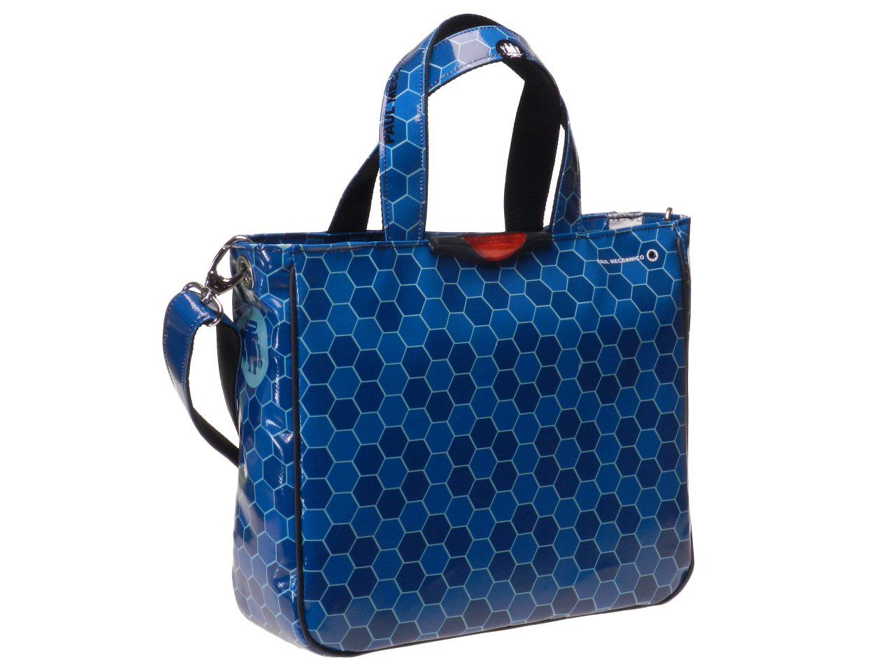 TOTE BAG BLUE COLOUR WITH HEXAGONS. GLAM MODEL MADE OF LORRY TARPAULIN. - Unique Pieces Paul Meccanico