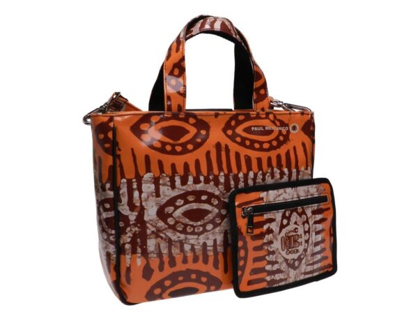 TOTE BAG BROWN COLOUR ETHNIC FANTASY. GLAM MODEL MADE OF LORRY TARPAULIN. - Unique Pieces Paul Meccanico