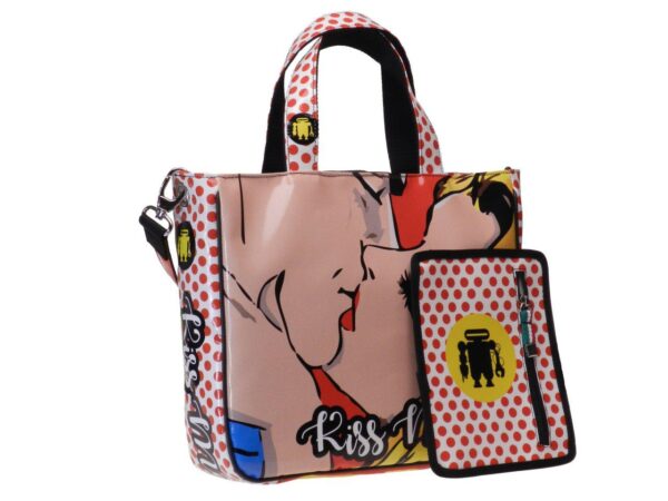 TOTE BAG COMIC STYLE WHITE COLOUR WITH POIS. GLAM MODEL MADE OF LORRY TARPAULIN. - Unique Pieces Paul Meccanico