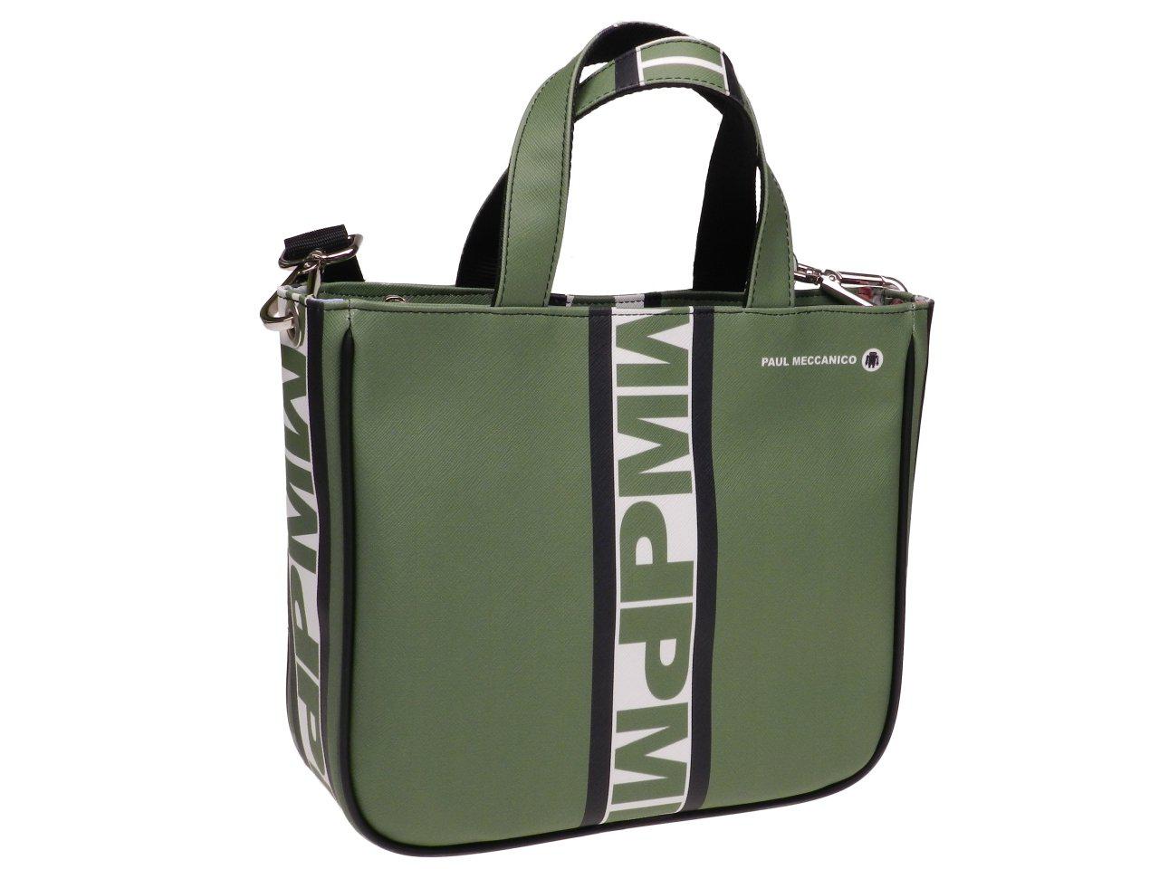 TOTE BAG DARK GREEN AND WHITE COLOURS. GLAM MODEL MADE OF SOFT SYNTETHIC LEATHER. - Unique Pieces Paul Meccanico