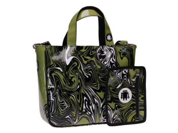 TOTE BAG DARK GREEN CAMOUFLAGE FANTASY. GLAM MODEL MADE OF LORRY TARPAULIN. - Unique Pieces Paul Meccanico