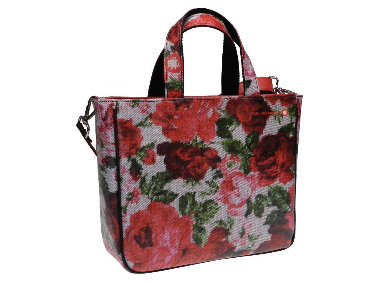 TOTE BAG FLORAL FANTASY WITH CANVAS EFFECT. GLAM MODEL MADE OF SOFT SYNTETHIC LEATHER. - Unique Pieces Paul Meccanico