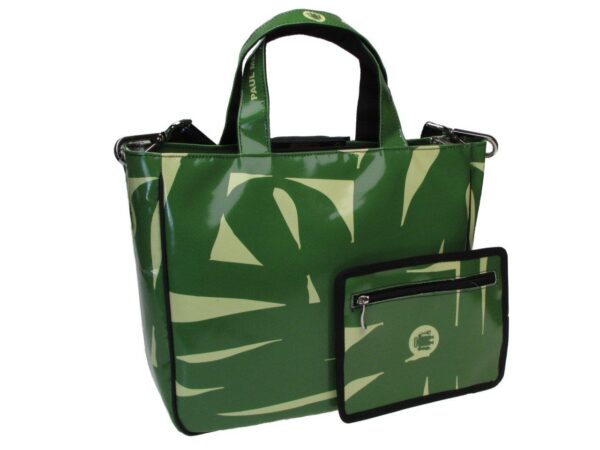 TOTE BAG GREEN AND BEIGE. MODEL GLAM MADE OF LORRY TARPAULIN. - Unique Pieces Paul Meccanico