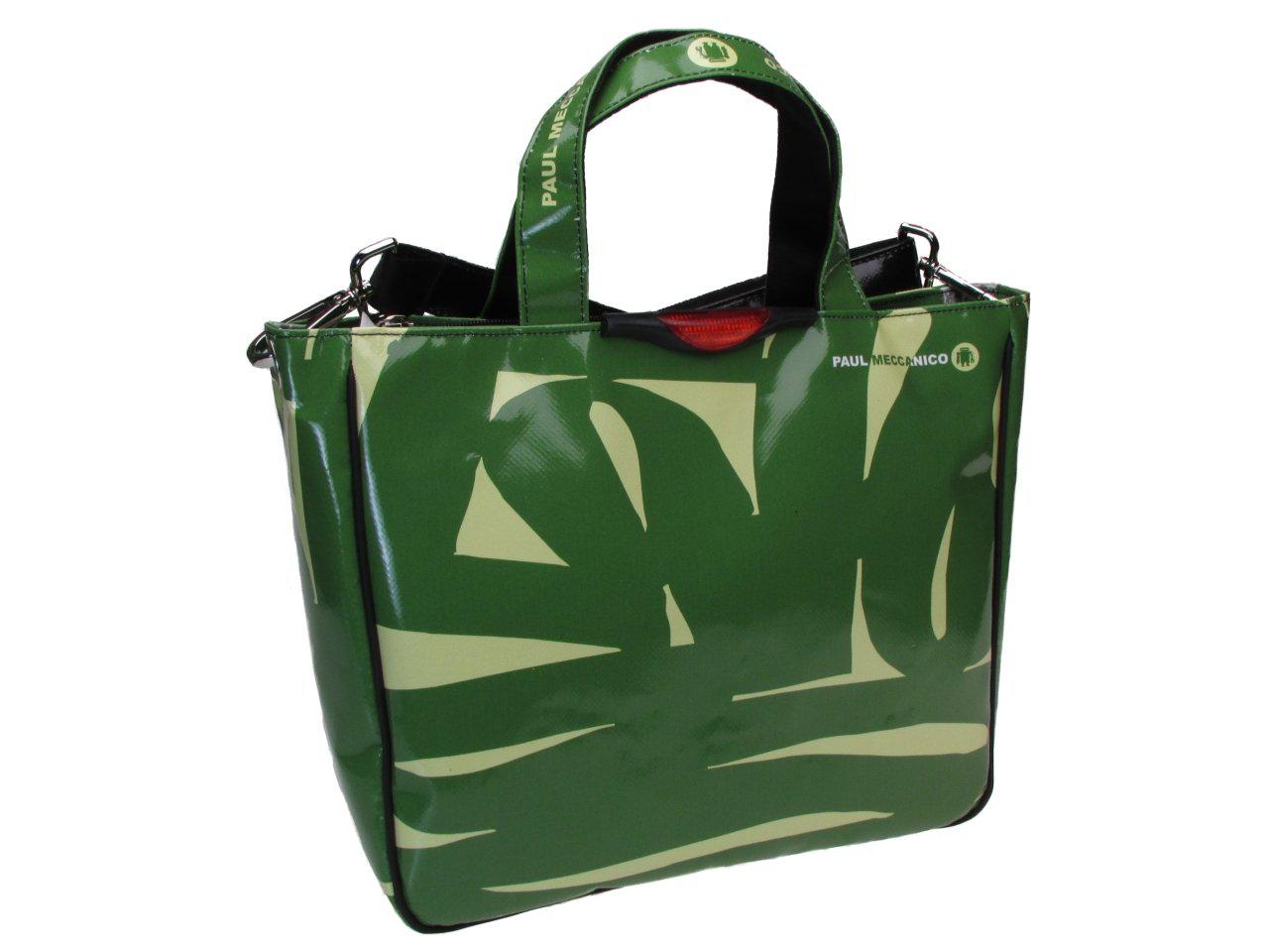 TOTE BAG GREEN AND BEIGE. MODEL GLAM MADE OF LORRY TARPAULIN. - Unique Pieces Paul Meccanico