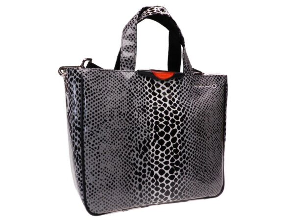 TOTE BAG GREY AND BLACK COLOURS PYTHON FANTASY. GLAM MODEL MADE OF LORRY TARPAULIN. - Unique Pieces Paul Meccanico