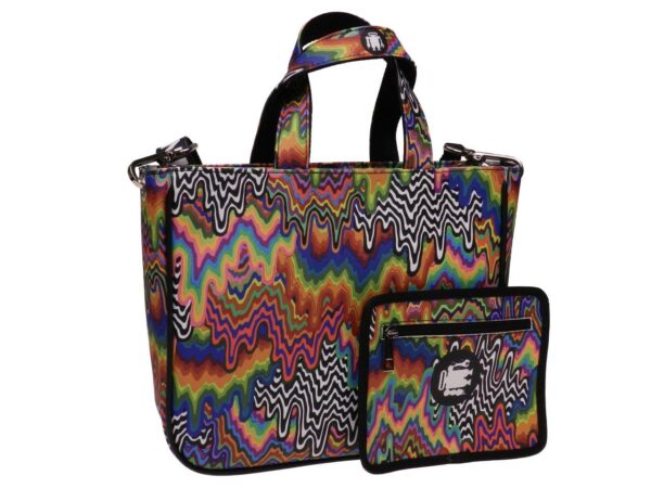 TOTE BAG MULTICOLOR ABSTRACT FANTASY. GLAM MODEL MADE OF SOFT SYNTETHIC LEATHER. - Unique Pieces Paul Meccanico