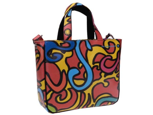 TOTE BAG MULTICOLOR ABSTRACT FANTASY. GLAM MODEL MADE OF SOFT SYNTETHIC LEATHER. - Unique Pieces Paul Meccanico