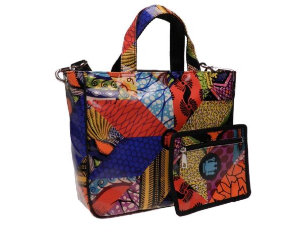 TOTE BAG MULTICOLOR AFRO FANTASY. GLAM MODEL MADE OF LORRY TARPAULIN. - Unique Pieces Paul Meccanico