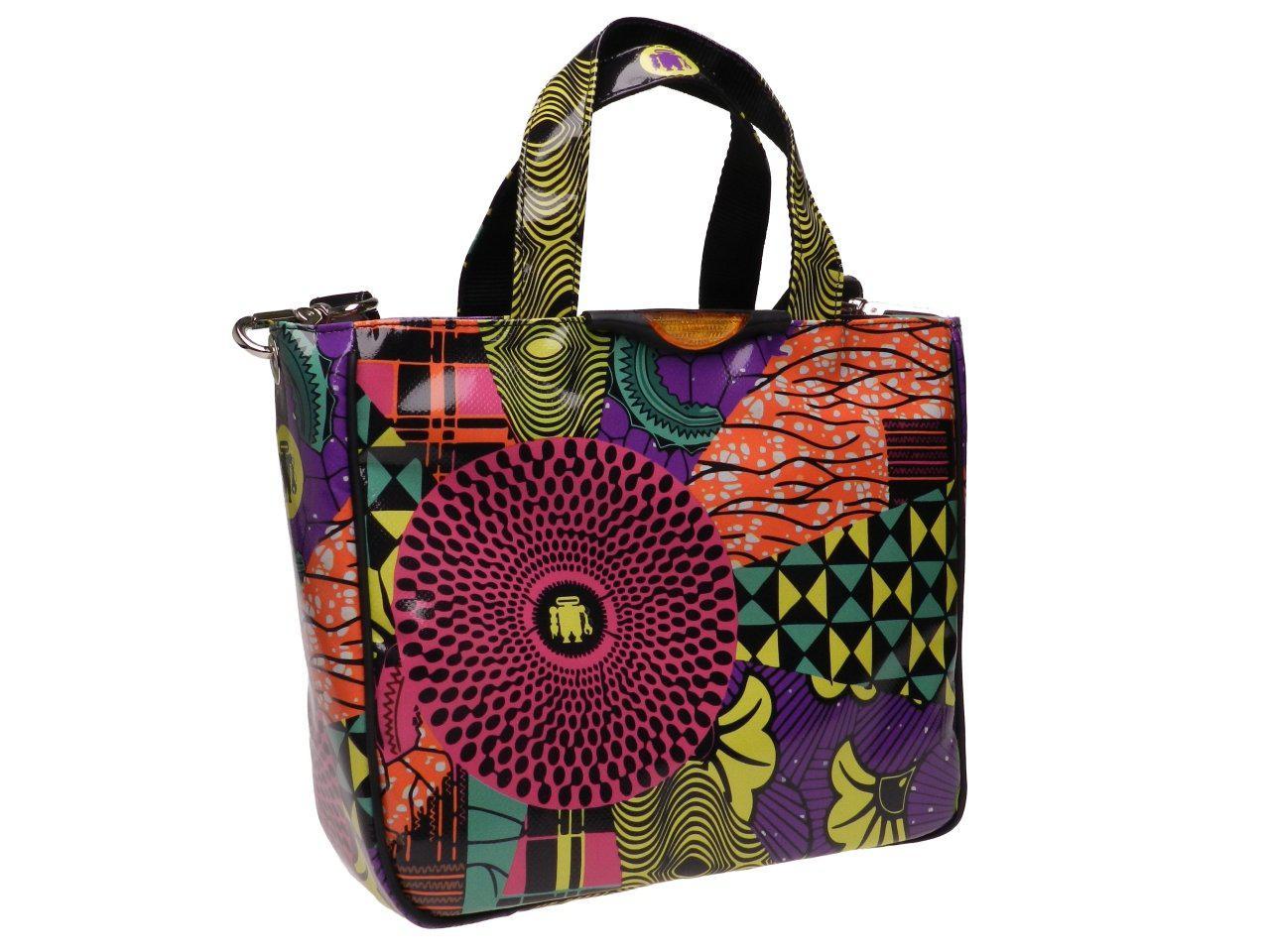 TOTE BAG MULTICOLOR AFRO FANTASY. GLAM MODEL MADE OF LORRY TARPAULIN. - Unique Pieces Paul Meccanico