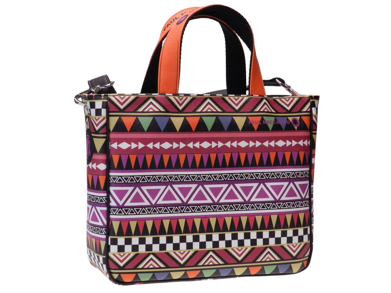 TOTE BAG MULTICOLOR ETHNIC FANTASY. GLAM MODEL MADE OF CRUELTY FREE LEATHER. - Unique Pieces Paul Meccanico