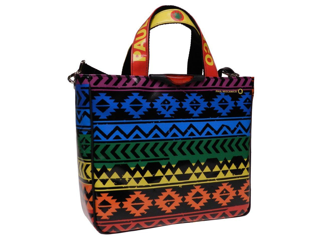 TOTE BAG MULTICOLOR ETHNIC FANTASY. GLAM MODEL MADE OF LORRY TARPAULIN. - Unique Pieces Paul Meccanico