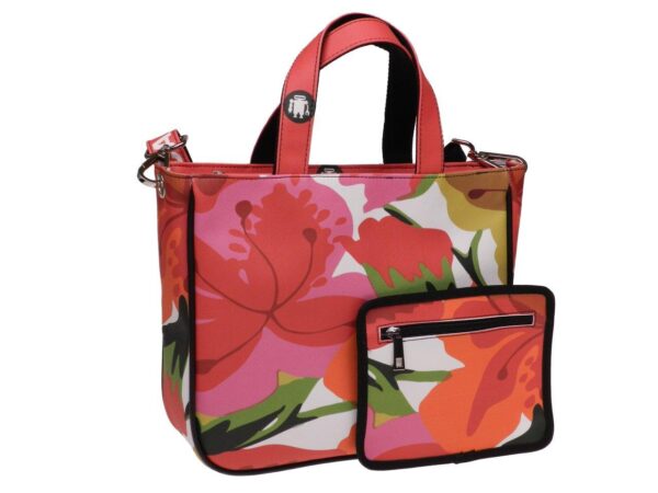 TOTE BAG MULTICOLOR FLORAL FANTASY. GLAM MODEL MADE OF SOFT SYNTETHIC LEATHER. - Unique Pieces Paul Meccanico