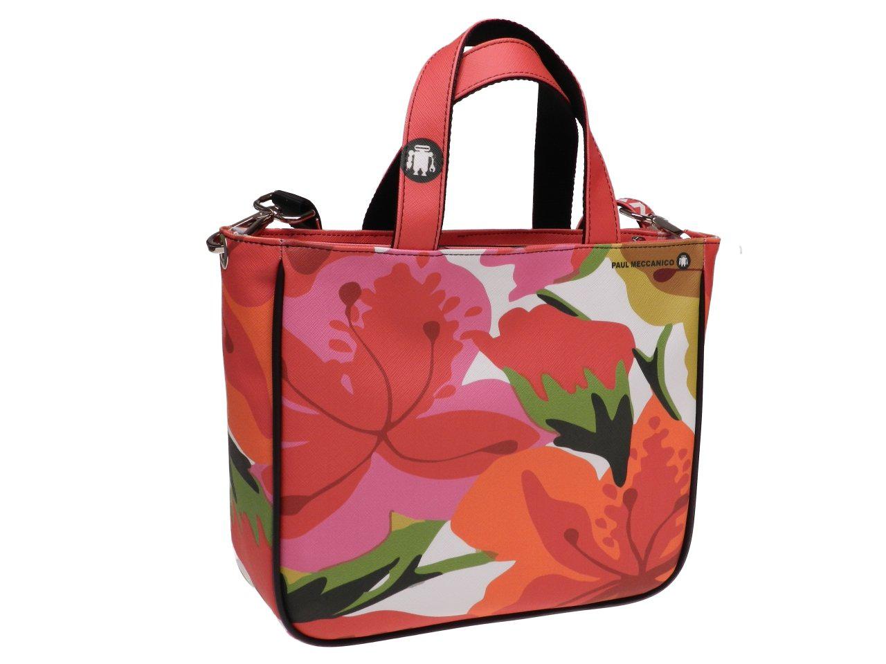 TOTE BAG MULTICOLOR FLORAL FANTASY. GLAM MODEL MADE OF SOFT SYNTETHIC LEATHER. - Unique Pieces Paul Meccanico