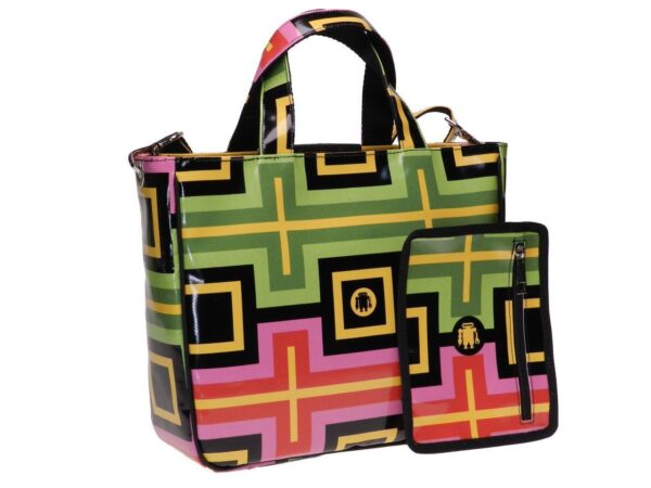 TOTE BAG MULTICOLOR GEOMETRIC FANTASY. GLAM MODEL MADE OF LORRY TARPAULIN. - Unique Pieces Paul Meccanico