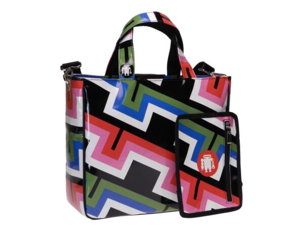 TOTE BAG MULTICOLOR GEOMETRIC FANTASY. GLAM MODEL MADE OF LORRY TARPAULIN. - Unique Pieces Paul Meccanico
