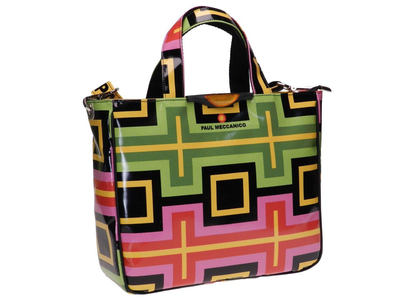 TOTE BAG MULTICOLOR GEOMETRIC FANTASY. GLAM MODEL MADE OF LORRY TARPAULIN. - Unique Pieces Paul Meccanico