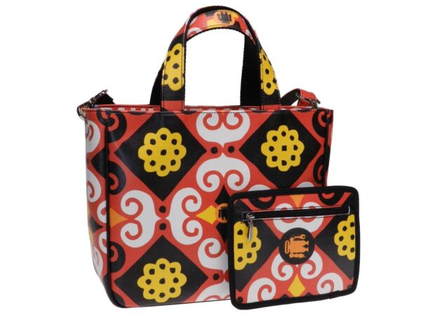 TOTE BAG MULTICOLOR MAJOLICA FANTASY. GLAM MODEL MADE OF SOFT SYNTETHIC LEATHER. - Unique Pieces Paul Meccanico