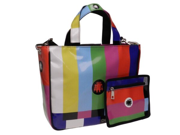 TOTE BAG MULTICOLOR "NO SIGNAL". GLAM MODEL MADE OF LORRY TARPAULIN. - Unique Pieces Paul Meccanico