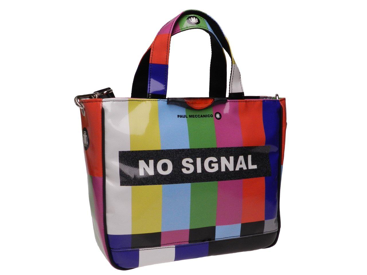 TOTE BAG MULTICOLOR "NO SIGNAL". GLAM MODEL MADE OF LORRY TARPAULIN. - Unique Pieces Paul Meccanico