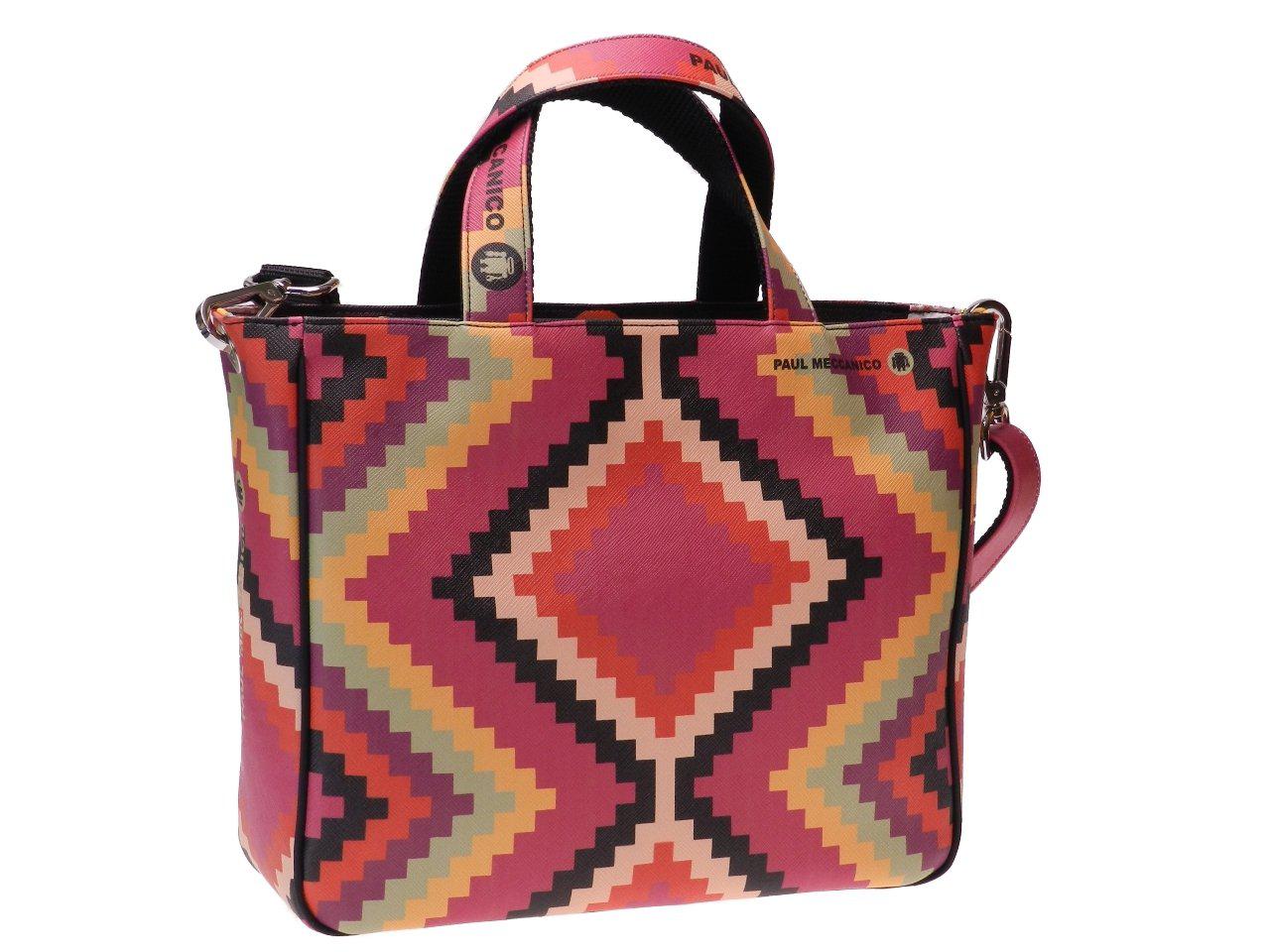 TOTE BAG MULTICOLOR PERUVIAN FANTASY. GLAM MODEL MADE OF CRUELTY FREE LEATHER. - Unique Pieces Paul Meccanico