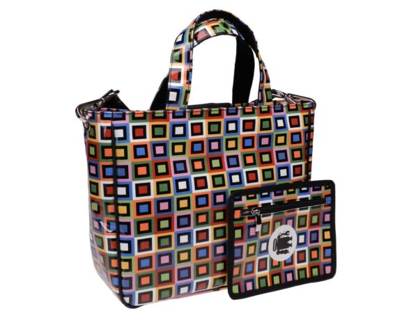 TOTE BAG MULTICOLOR WITH CHESS PATTERN. GLAM MODEL MADE OF LORRY TARPAULIN. - Unique Pieces Paul Meccanico