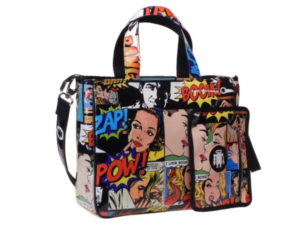 TOTE BAG MULTICOLOR WITH COMIC STYLE. GLAM MODEL MADE OF LORRY TARPAULIN. - Unique Pieces Paul Meccanico