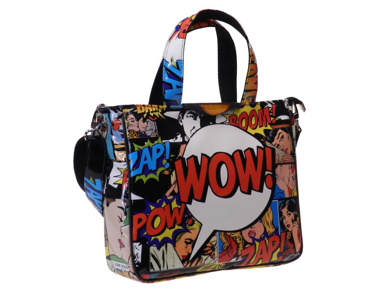 TOTE BAG MULTICOLOR WITH COMIC STYLE. GLAM MODEL MADE OF LORRY TARPAULIN. - Unique Pieces Paul Meccanico