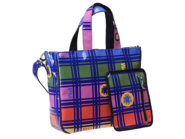 TOTE BAG MULTICOLOR WITH MADRAS FANTASY. GLAM MODEL MADE OF LORRY TARPAULIN. - Unique Pieces Paul Meccanico