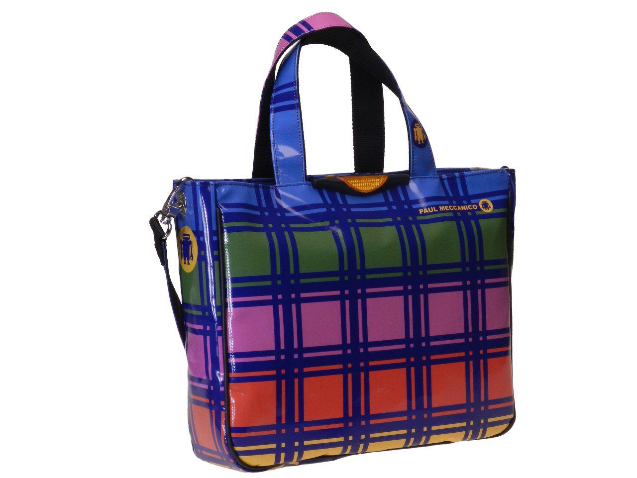 TOTE BAG MULTICOLOR WITH MADRAS FANTASY. GLAM MODEL MADE OF LORRY TARPAULIN. - Unique Pieces Paul Meccanico