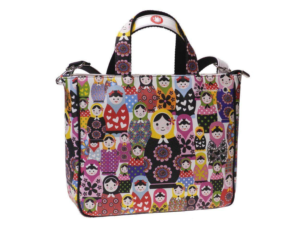 TOTE BAG MULTICOLOR WITH MATRIOSKA PRINT. GLAM MODEL MADE OF CRUELTY FREE LEATHER. - Unique Pieces Paul Meccanico