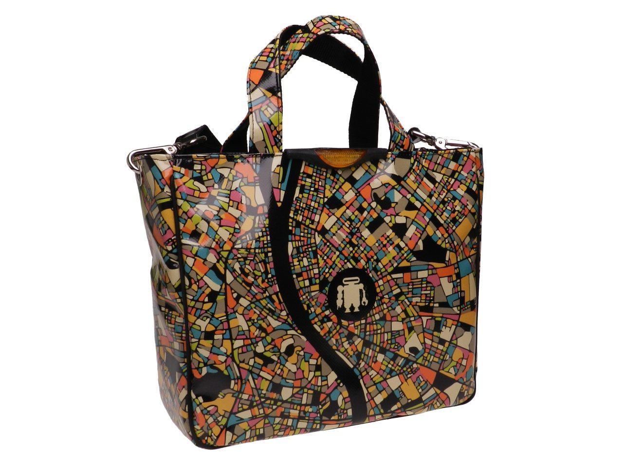 TOTE BAG MULTICOLOR WITH "ROAD MAP". GLAM MODEL MADE OF LORRY TARPAULIN. - Unique Pieces Paul Meccanico