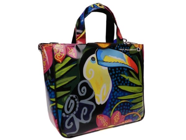 TOTE BAG MULTICOLOR WITH TUCANO IMAGE. GLAM MODEL MADE OF LORRY TARPAULIN. - Unique Pieces Paul Meccanico