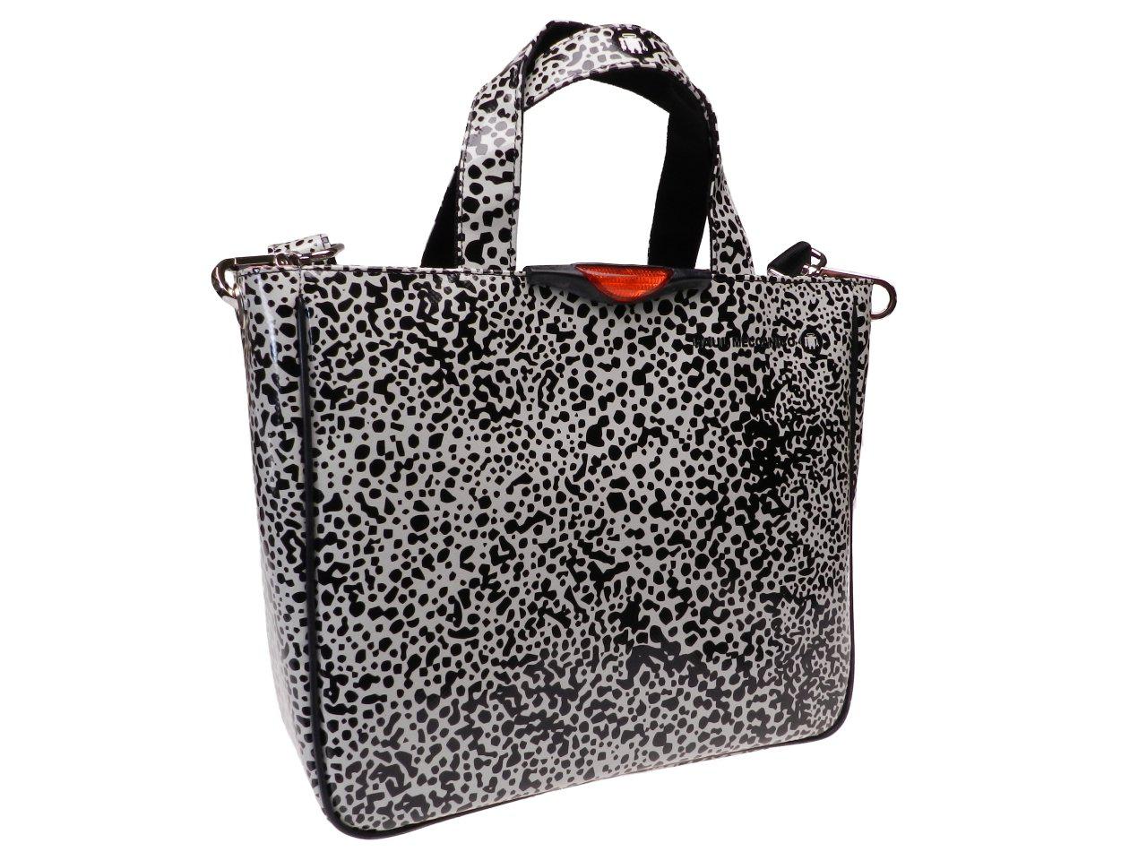 TOTE BAG OFF WHITE AND BLACK COLOURS ANIMALIER FANTASY. GLAM MODEL MADE OF LORRY TARPAULIN. - Unique Pieces Paul Meccanico