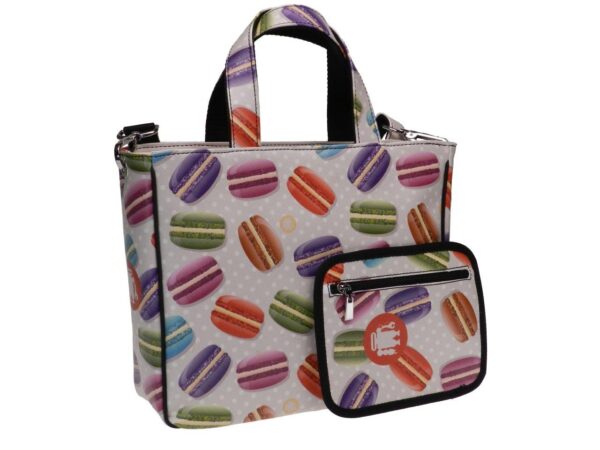 TOTE BAG OFF WHITE COLOUR WITH BISCUITS PRINT. GLAM MODEL MADE OF SOFT SYNTETHIC LEATHER. - Unique Pieces Paul Meccanico