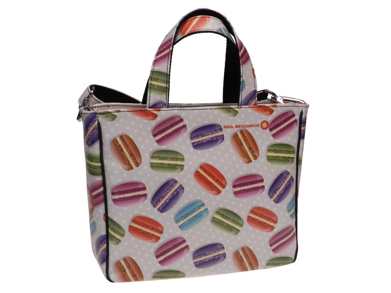TOTE BAG OFF WHITE COLOUR WITH BISCUITS PRINT. GLAM MODEL MADE OF SOFT SYNTETHIC LEATHER. - Unique Pieces Paul Meccanico