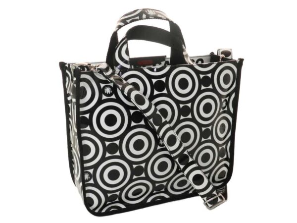 TOTE BAG OPTICAL BLACK AND WHITE. GLAM MODEL MADE OF LORRY TARPAULIN. - Unique Pieces Paul Meccanico
