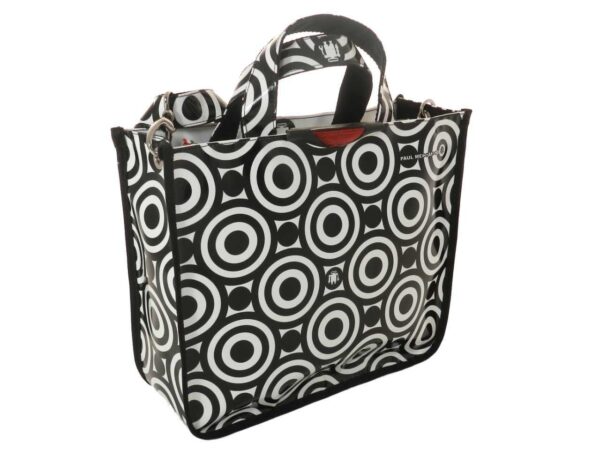 TOTE BAG OPTICAL BLACK AND WHITE. GLAM MODEL MADE OF LORRY TARPAULIN. - Unique Pieces Paul Meccanico
