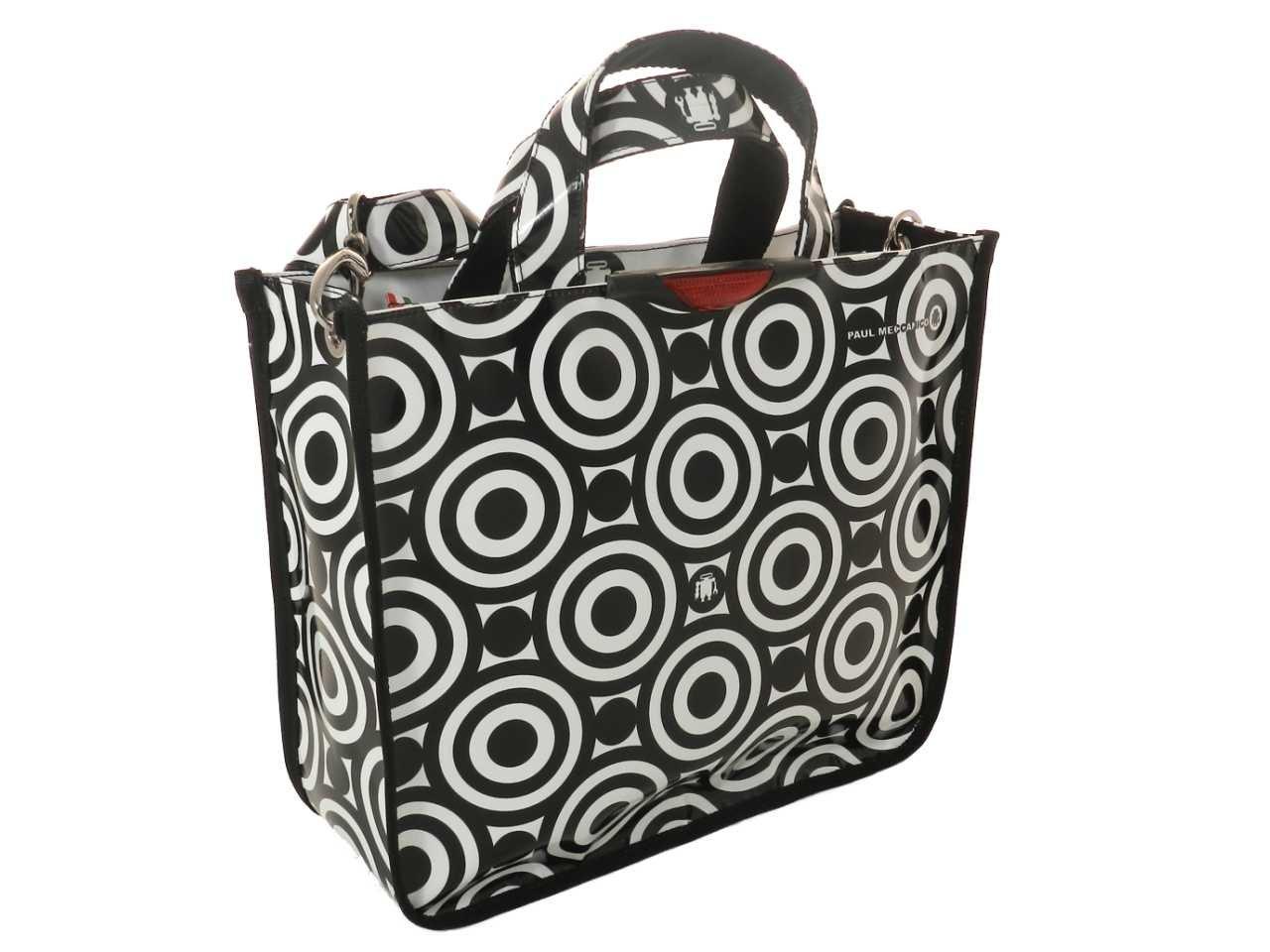 TOTE BAG OPTICAL BLACK AND WHITE. GLAM MODEL MADE OF LORRY TARPAULIN. - Unique Pieces Paul Meccanico