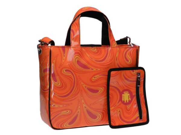 TOTE BAG ORANGE ABSTRACT PRINT. MODEL GLAM MADE OF LORRY TARPAULIN. - Unique Pieces Paul Meccanico