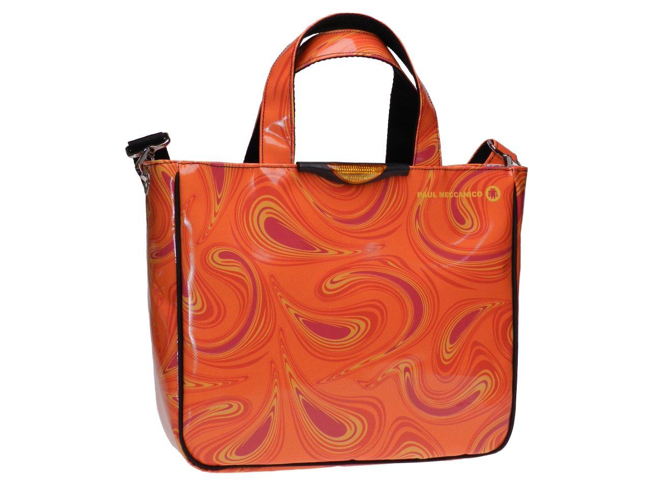 TOTE BAG ORANGE ABSTRACT PRINT. MODEL GLAM MADE OF LORRY TARPAULIN. - Unique Pieces Paul Meccanico