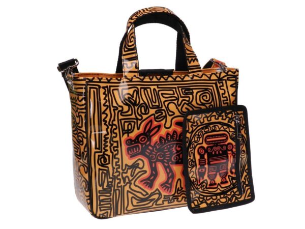 TOTE BAG ORANGE COLOUR ETHNIC FANTASY. GLAM MODEL MADE OF LORRY TARPAULIN. - Unique Pieces Paul Meccanico