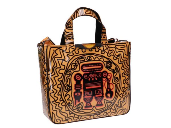 TOTE BAG ORANGE COLOUR ETHNIC FANTASY. GLAM MODEL MADE OF LORRY TARPAULIN. - Unique Pieces Paul Meccanico