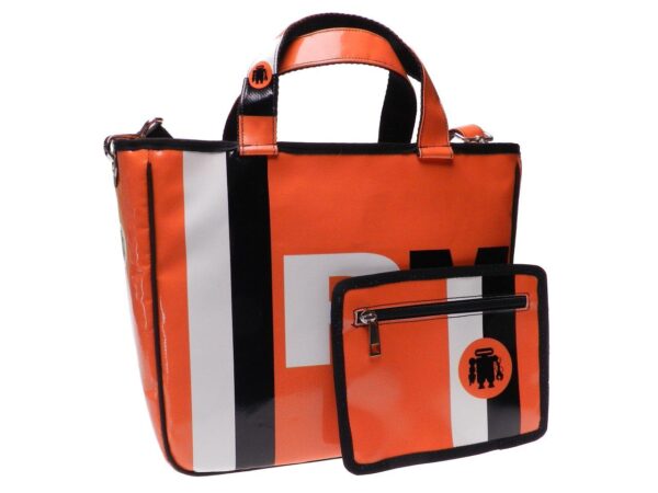 TOTE BAG ORANGE COLOUR. GLAM MODEL MADE OF LORRY TARPAULIN. - Unique Pieces Paul Meccanico