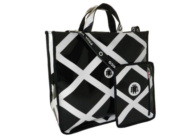 TOTE BAG PAUL MECCANICO. MODEL AIRSTONE BLACK AND WHITE FANTASY. - Unique Pieces Paul Meccanico