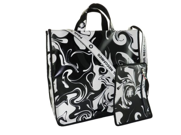 TOTE BAG PAUL MECCANICO. MODEL AIRSTONE BLACK & WHITE COLOUR WITH ABSTRACT FANTASY. - Unique Pieces Paul Meccanico