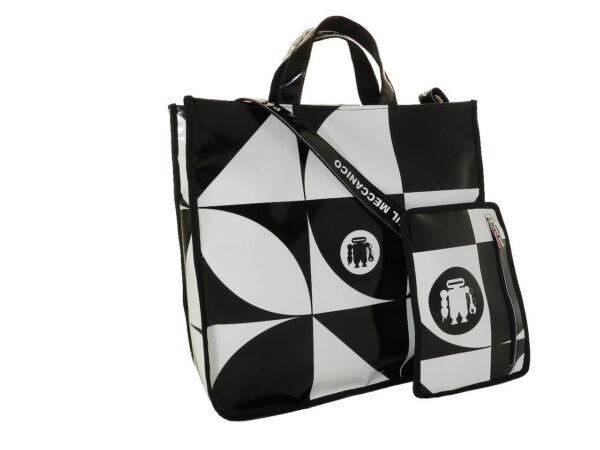 TOTE BAG PAUL MECCANICO. MODEL AIRSTONE GEOMETRIC BLACK AND WHITE FANTASY. - Unique Pieces Paul Meccanico