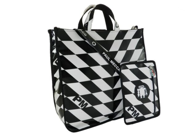 TOTE BAG PAUL MECCANICO. MODEL AIRSTONE GEOMETRIC FANTASY BLACK AND WHITE. - Unique Pieces Paul Meccanico