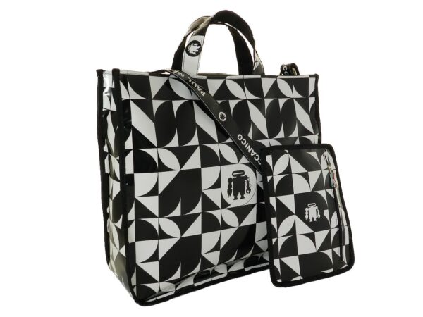 TOTE BAG PAUL MECCANICO. MODEL AIRSTONE OPTICAL BLACK AND WHITE FANTASY. - Unique Pieces Paul Meccanico