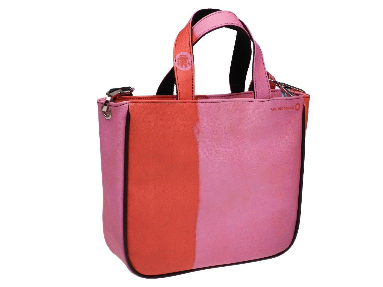TOTE BAG PINK AND ORANGE COLOURS WITH SHADED EFFECT. GLAM MODEL MADE OF SOFT SYNTETHIC LEATHER. - Unique Pieces Paul Meccanico