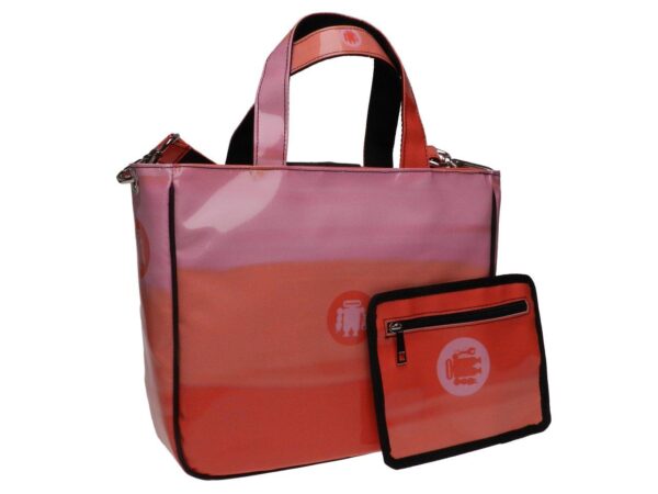 TOTE BAG PINK AND SALMON COLOURS WITH SHADED EFFECT. GLAM MODEL MADE OF LORRY TARPAULIN. - Unique Pieces Paul Meccanico